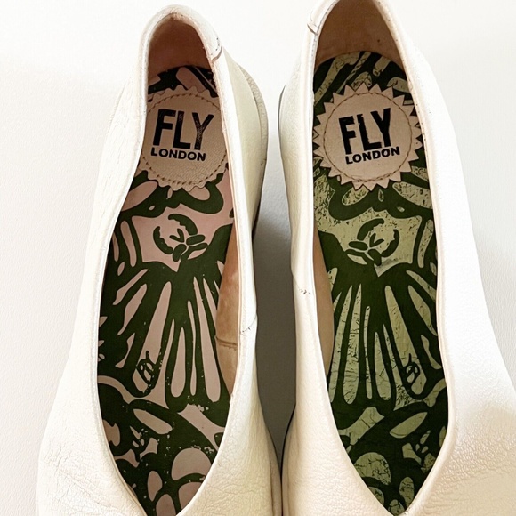 Fly London Peep Toe Wedge White Leather Slip On Shoes EU 37 / US 6.5-7 So Comfy! - Picture 12 of 12